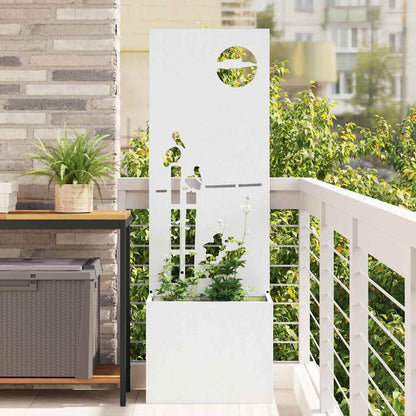 Blumentopf mit dekorativem Paneel Weiß 50 x 140 cm