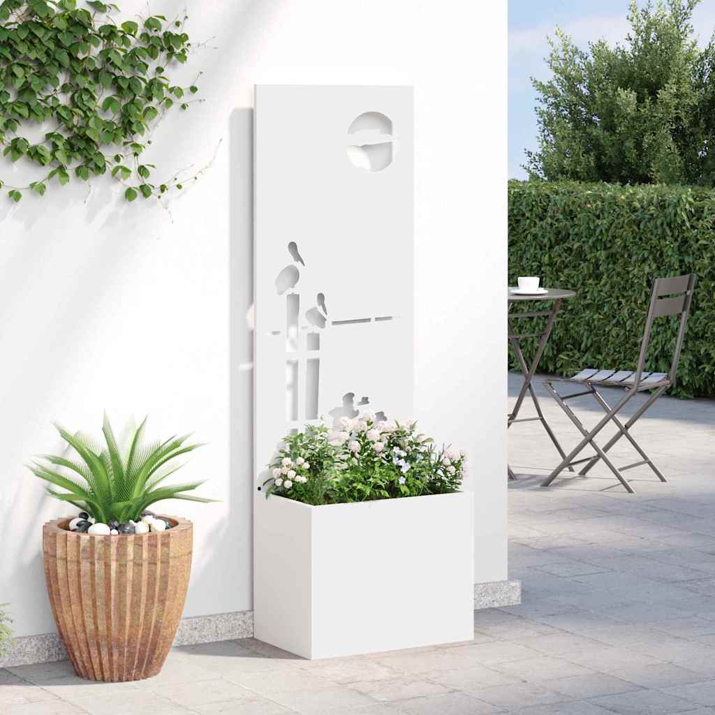 Blumentopf mit dekorativem Paneel Weiß 50 x 140 cm