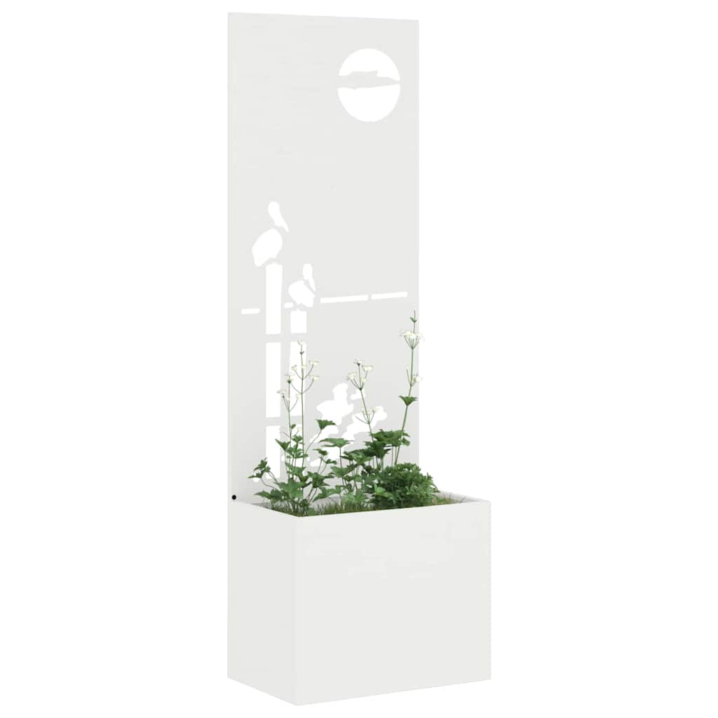 Blumentopf mit dekorativem Paneel Weiß 50 x 140 cm