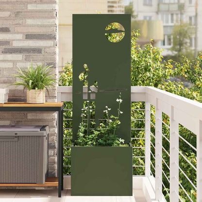 Blumentopf mit dekorativem Paneel Olivgrün 50 x 140 cm