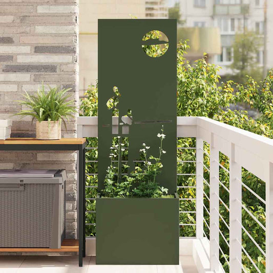 Blumentopf mit dekorativem Paneel Olivgrün 50 x 140 cm