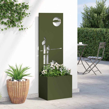 Blumentopf mit dekorativem Paneel Olivgrün 50 x 140 cm