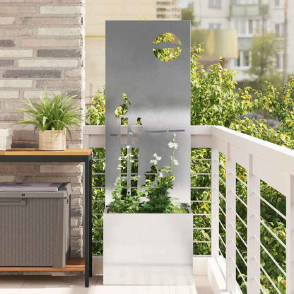 Blumentopf mit dekorativem Paneel Silber 50 x 140 cm Edelstahl