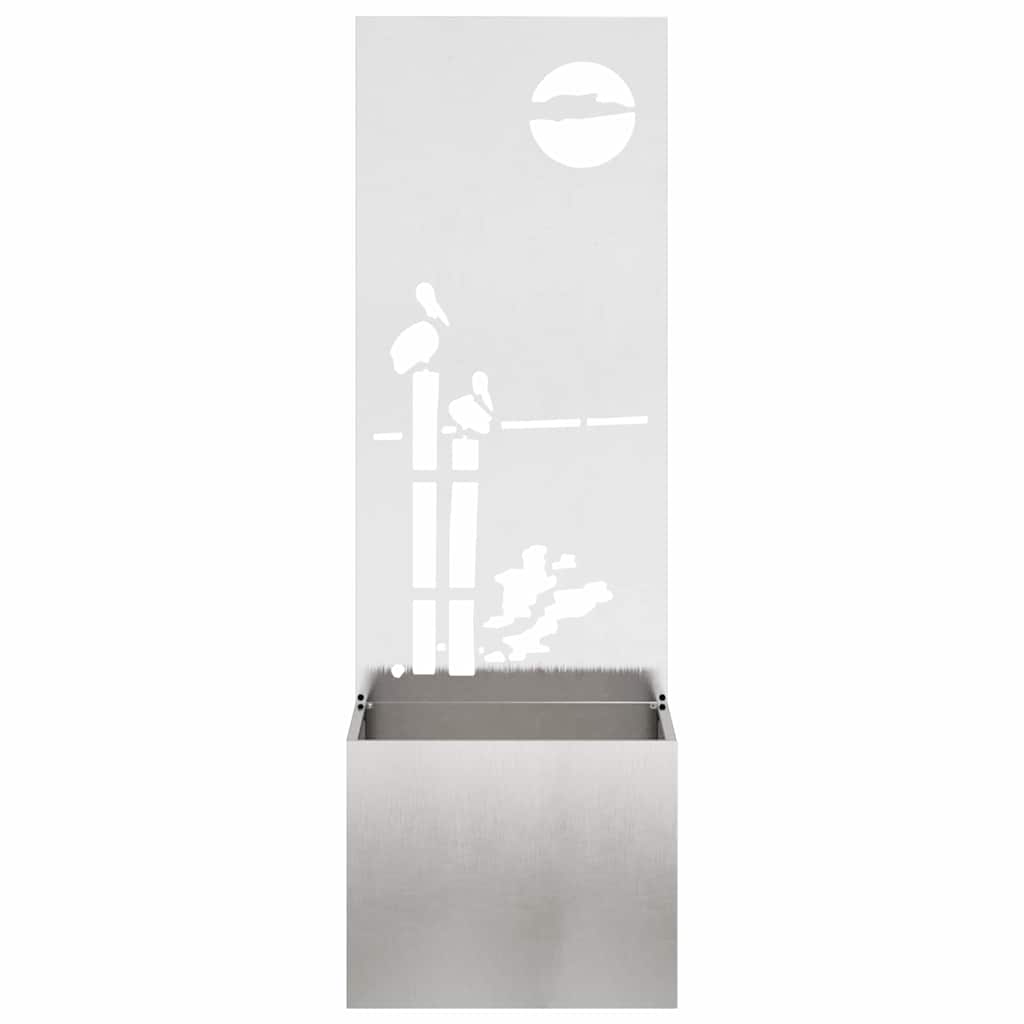 Blumentopf mit dekorativem Paneel Silber 50 x 140 cm Edelstahl