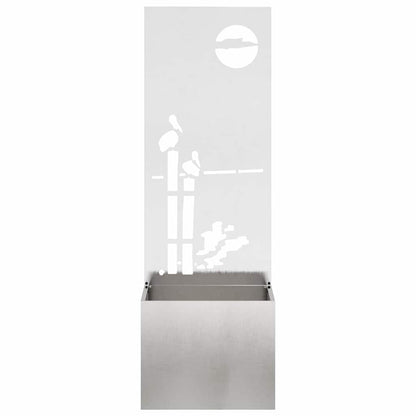 Blumentopf mit dekorativem Paneel Silber 50 x 140 cm Edelstahl