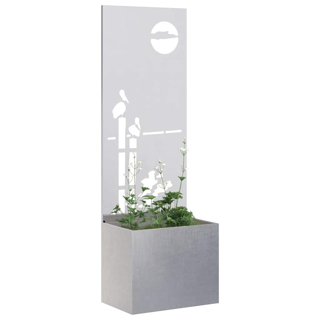 Blumentopf mit dekorativem Paneel Silber 50 x 140 cm Edelstahl
