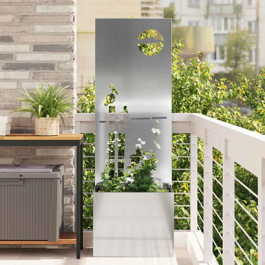 Blumentopf mit dekorativem Paneel Silber 50 x 140 cm
