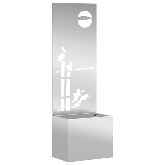 Blumentopf mit dekorativem Paneel Silber 50 x 140 cm