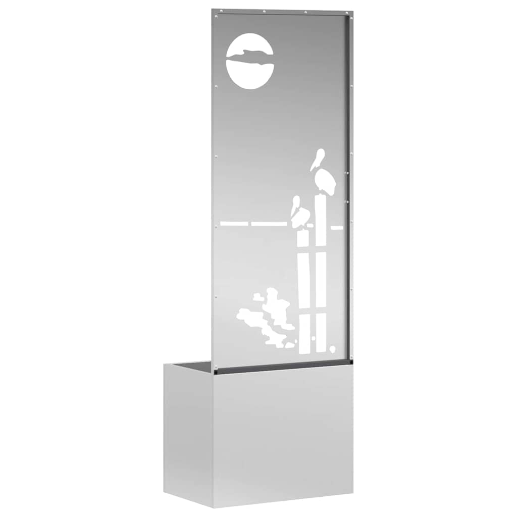 Blumentopf mit dekorativem Paneel Silber 50 x 140 cm