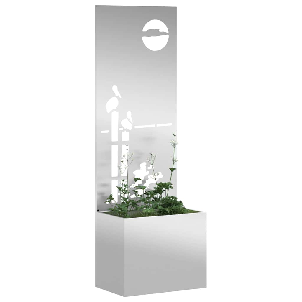 Blumentopf mit dekorativem Paneel Silber 50 x 140 cm
