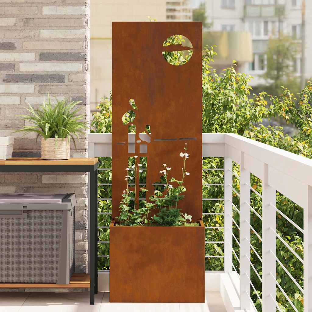 Blumentopf mit dekorativem Paneel Rostig 50 x 140 cm
