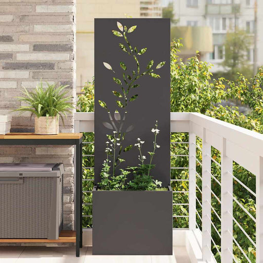 Blumentopf mit dekorativem Paneel Schwarz 50 x 140 cm