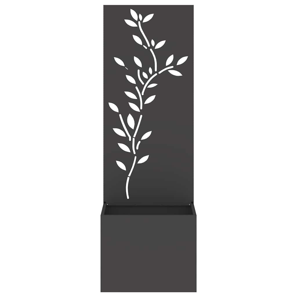 Blumentopf mit dekorativem Paneel Schwarz 50 x 140 cm