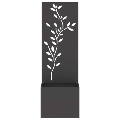 Blumentopf mit dekorativem Paneel Schwarz 50 x 140 cm