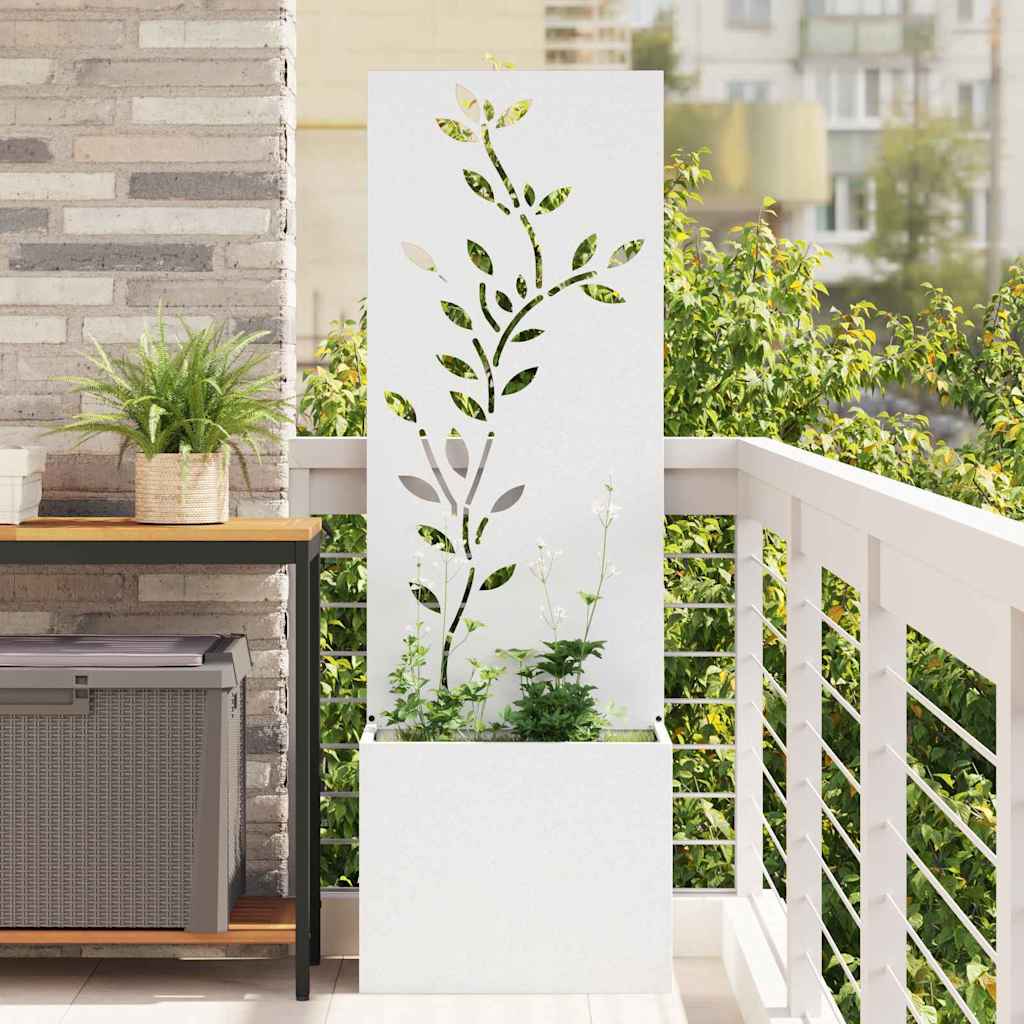 Blumentopf mit dekorativem Paneel Weiß 50 x 140 cm