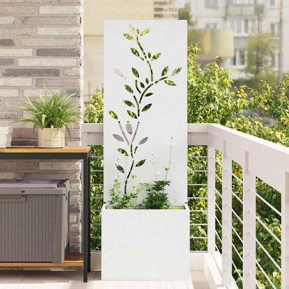Blumentopf mit dekorativem Paneel Weiß 50 x 140 cm