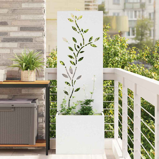 Garten Sichtschutz-Leinwand Floral Weiß 50 x 140 cm