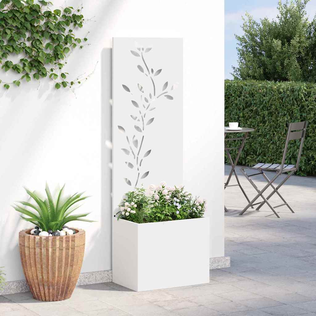 Blumentopf mit dekorativem Paneel Weiß 50 x 140 cm