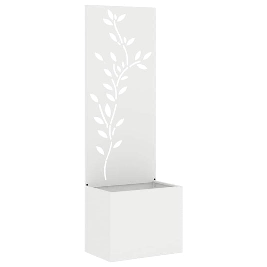 Blumentopf mit dekorativem Paneel Weiß 50 x 140 cm
