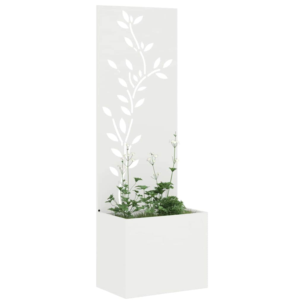 Blumentopf mit dekorativem Paneel Weiß 50 x 140 cm