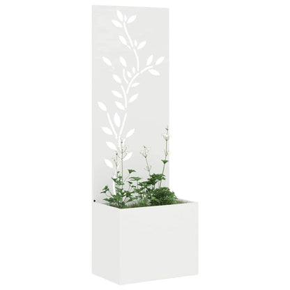 Blumentopf mit dekorativem Paneel Weiß 50 x 140 cm