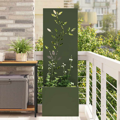 Blumentopf mit dekorativem Paneel Olivgrün 50 x 140 cm