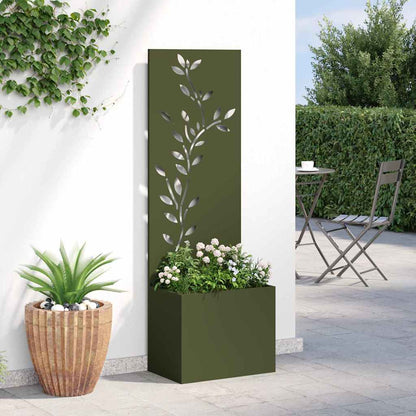 Blumentopf mit dekorativem Paneel Olivgrün 50 x 140 cm