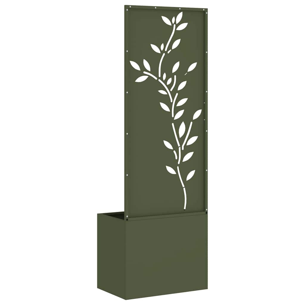 Blumentopf mit dekorativem Paneel Olivgrün 50 x 140 cm
