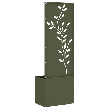 Blumentopf mit dekorativem Paneel Olivgrün 50 x 140 cm