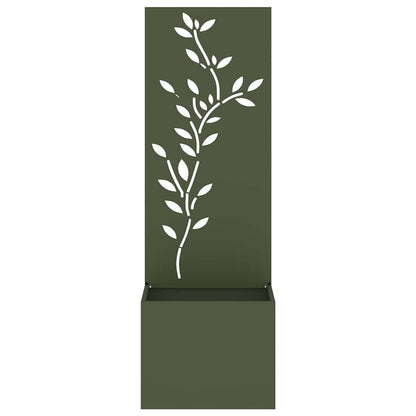 Blumentopf mit dekorativem Paneel Olivgrün 50 x 140 cm