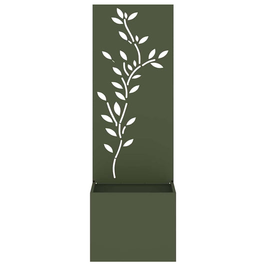 Blumentopf mit dekorativem Paneel Olivgrün 50 x 140 cm