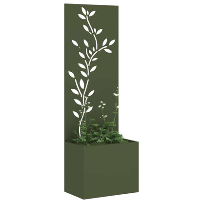 Blumentopf mit dekorativem Paneel Olivgrün 50 x 140 cm