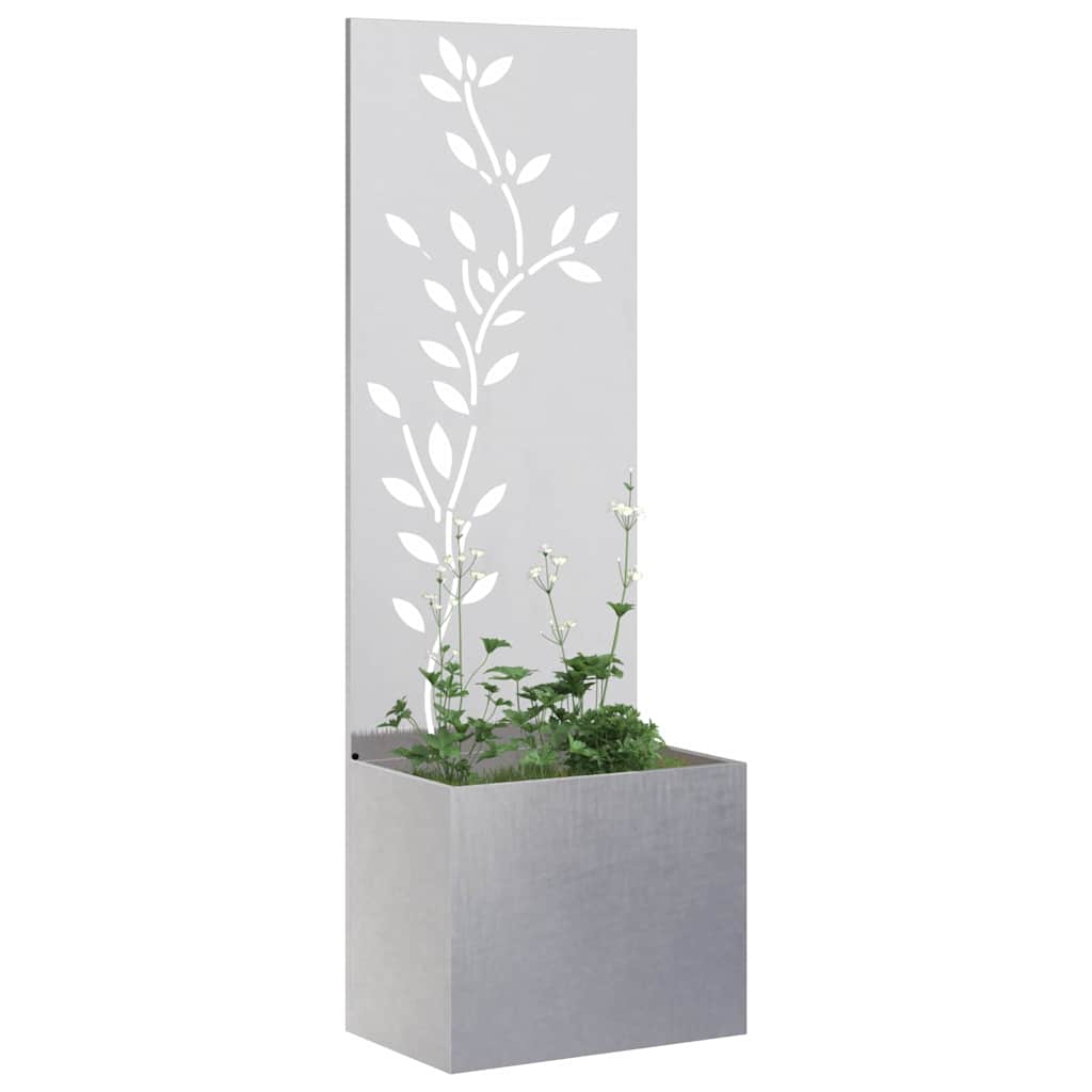 Blumentopf mit dekorativem Paneel Silber 50 x 140 cm Edelstahl
