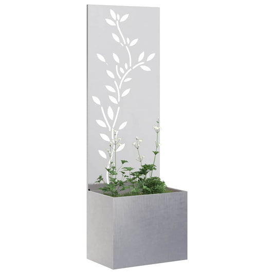 Blumentopf mit dekorativem Paneel Silber 50 x 140 cm Edelstahl