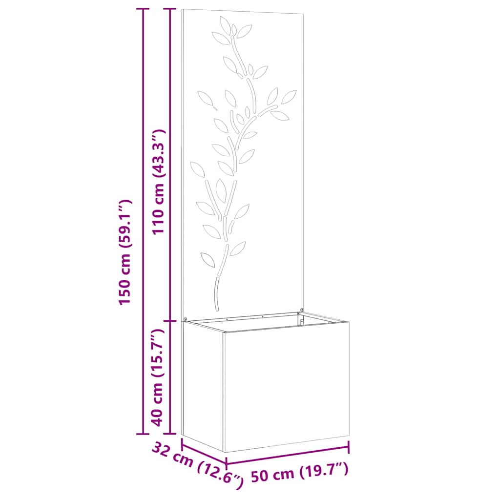 Garten Sichtschutz-Leinwand Floral Silber 50 x 140 cm Edelstahl