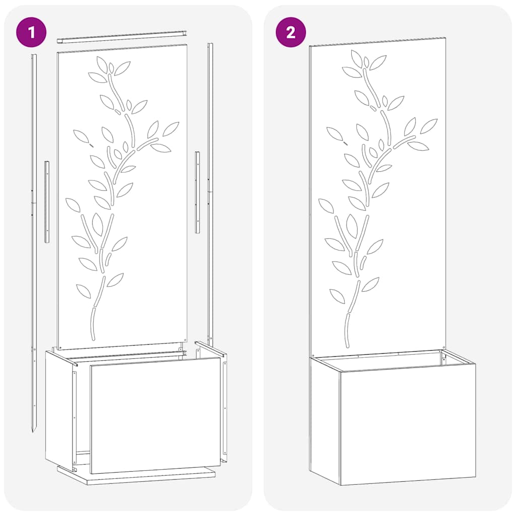 Blumentopf mit dekorativem Paneel Silber 50 x 140 cm