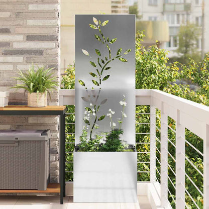 Blumentopf mit dekorativem Paneel Silber 50 x 140 cm