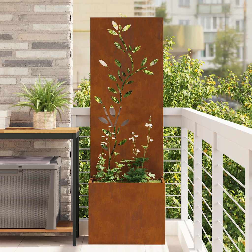 Blumentopf mit dekorativem Paneel Rostig 50 x 140 cm