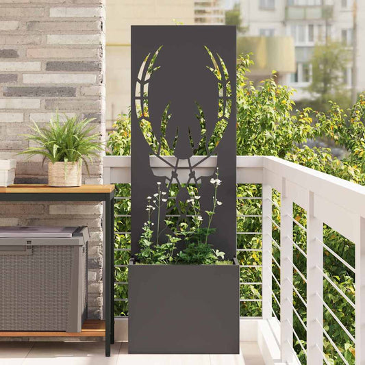 Blumentopf mit dekorativem Paneel Schwarz 50 x 140 cm