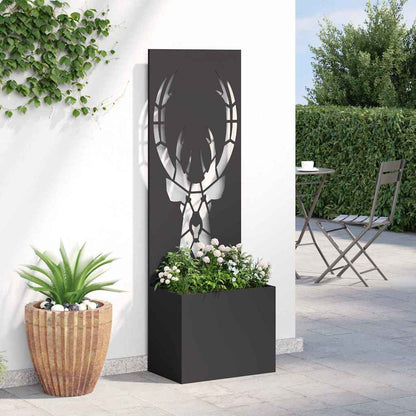 Blumentopf mit dekorativem Paneel Schwarz 50 x 140 cm