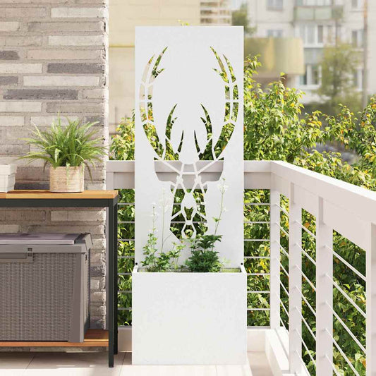 Blumentopf mit dekorativem Paneel Weiß 50 x 140 cm