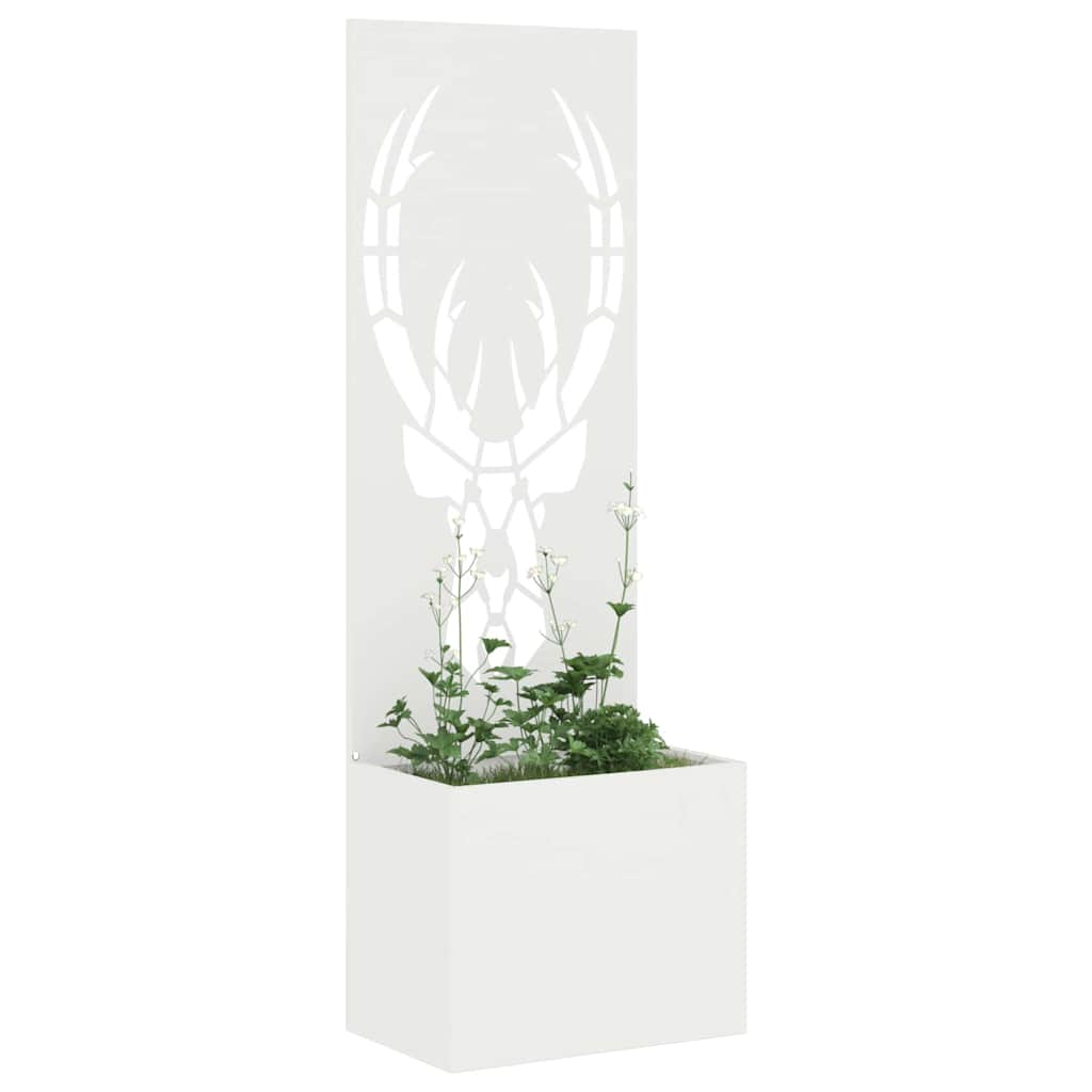 Blumentopf mit dekorativem Paneel Weiß 50 x 140 cm