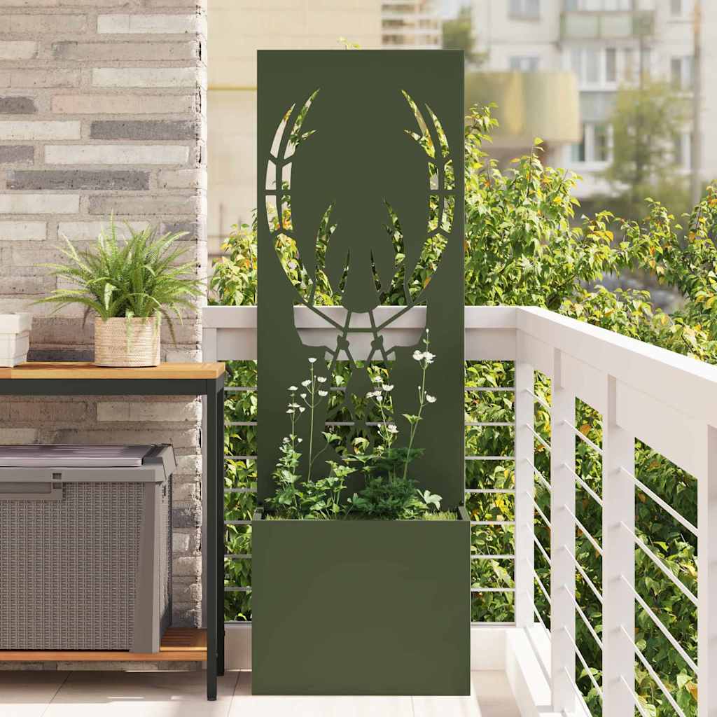 Blumentopf mit dekorativem Paneel Olivgrün 50 x 140 cm