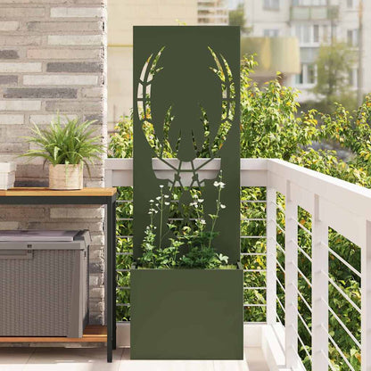 Blumentopf mit dekorativem Paneel Olivgrün 50 x 140 cm
