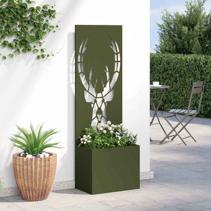 Blumentopf mit dekorativem Paneel Olivgrün 50 x 140 cm