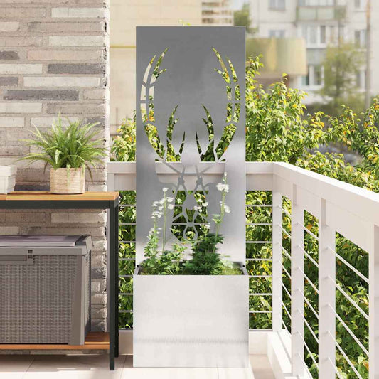 Blumentopf mit dekorativem Paneel Silber 50 x 140 cm Edelstahl