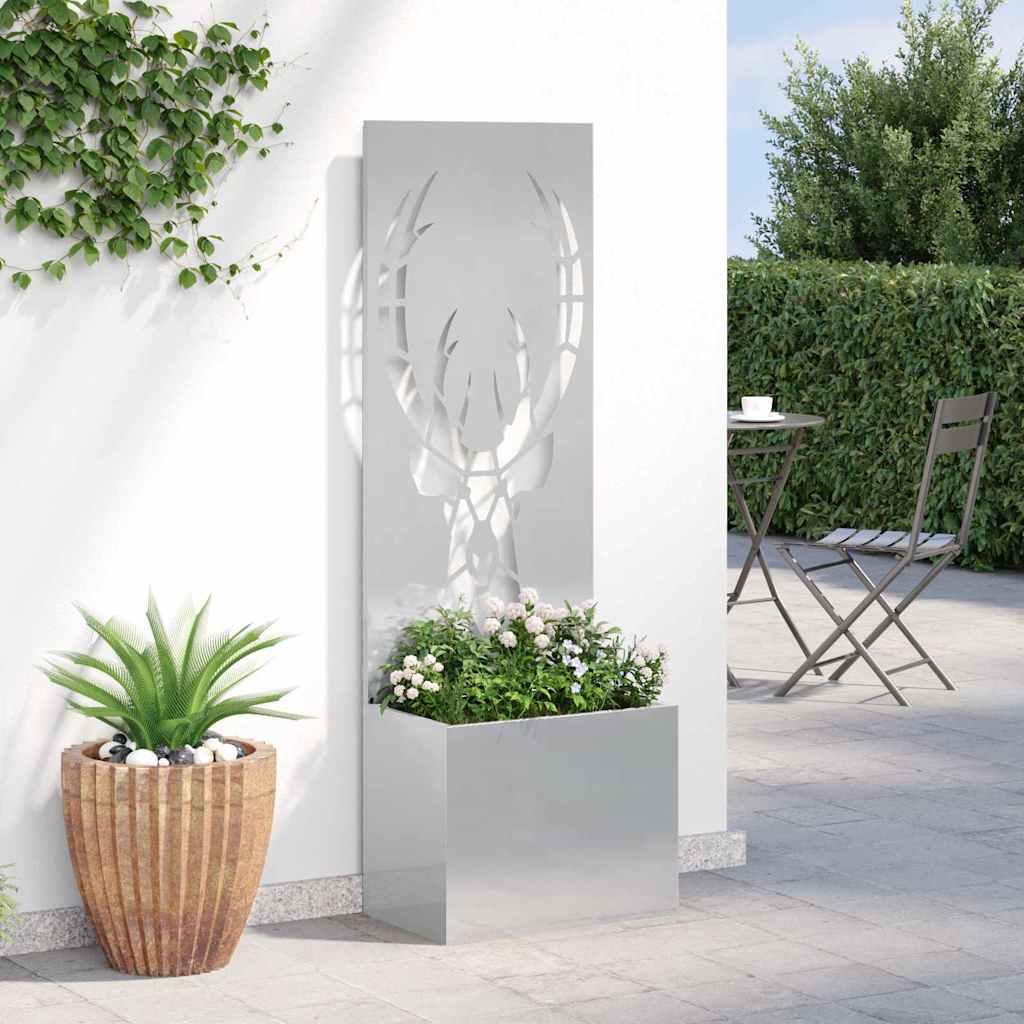 Blumentopf mit dekorativem Paneel Silber 50 x 140 cm Edelstahl