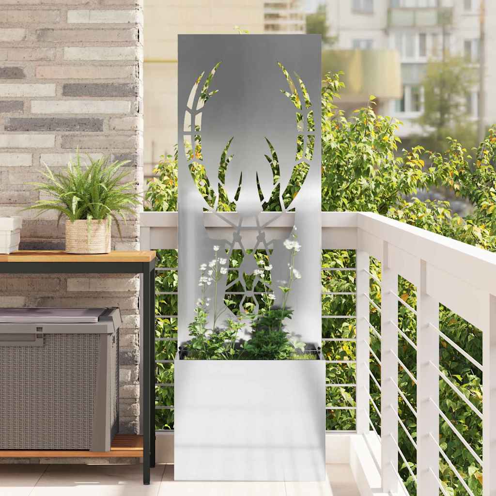 Blumentopf mit dekorativem Paneel Silber 50 x 140 cm