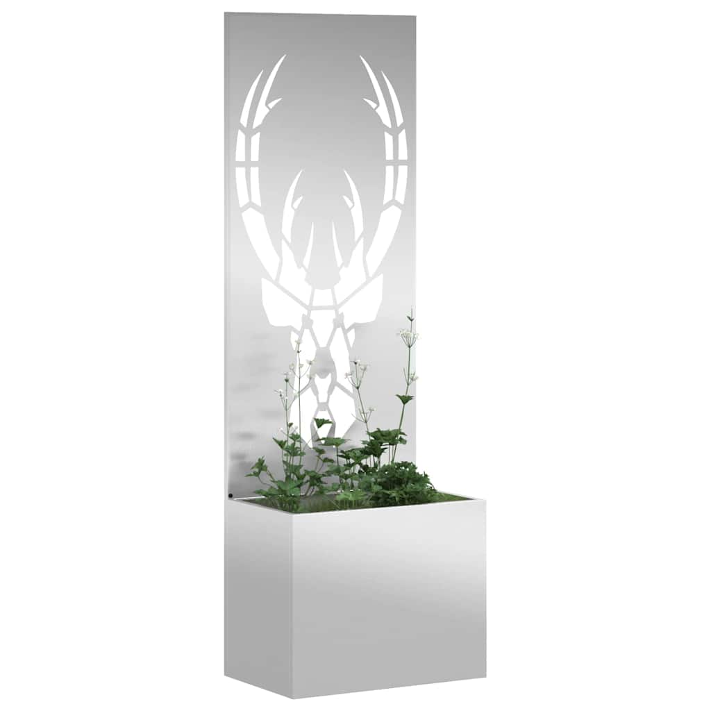 Blumentopf mit dekorativem Paneel Silber 50 x 140 cm
