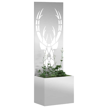 Blumentopf mit dekorativem Paneel Silber 50 x 140 cm
